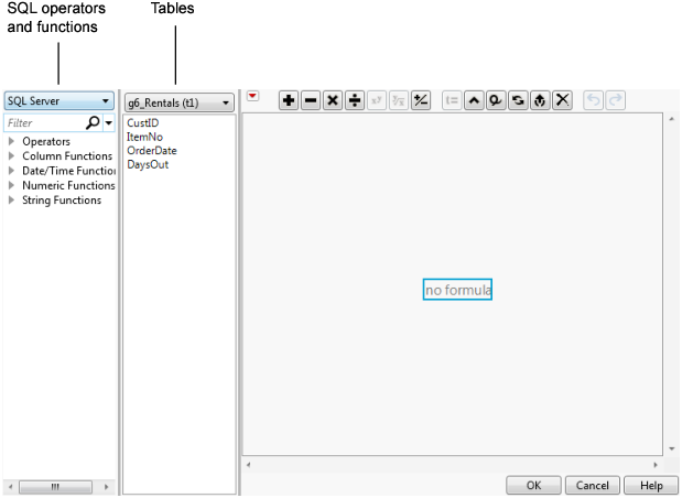 Computed Column Window with Formula Editor