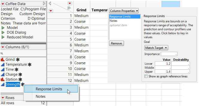 Column Property Asterisks and Column Info Window