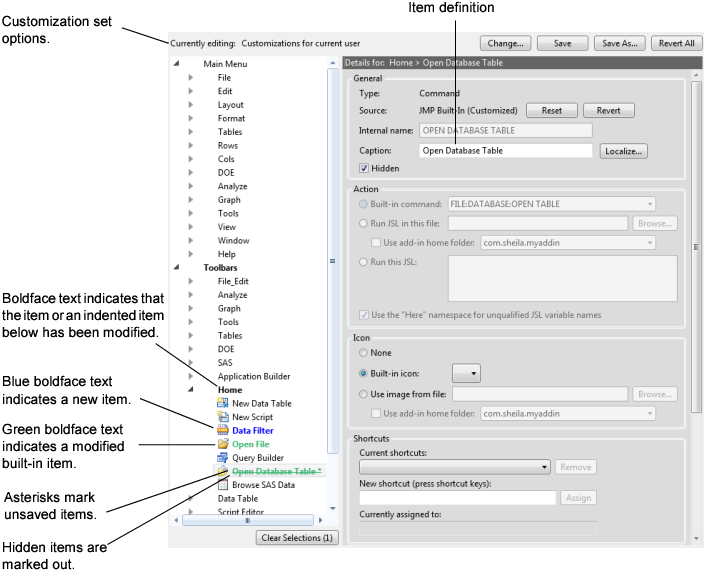 Menu Editor Options