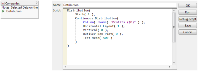 Distribution Script Saved to the Data Table