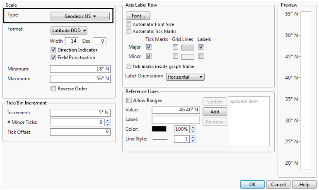 Y Axis Setting Window