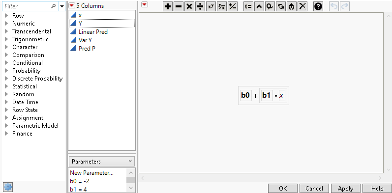 Linear Predictor Formula with Initial Parameter Estimates