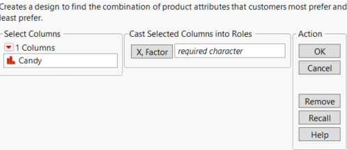 MaxDiff Launch Window using Candy Profiles.jmp