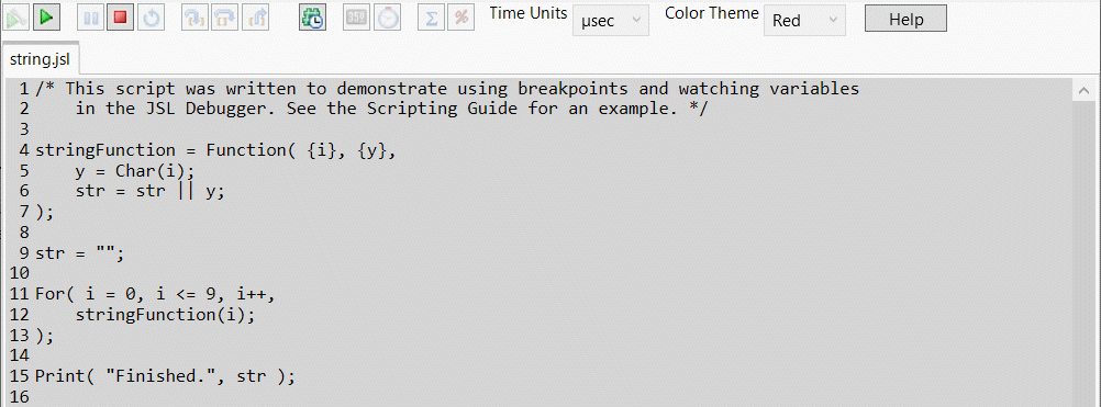 Initial JSL Profiler Window