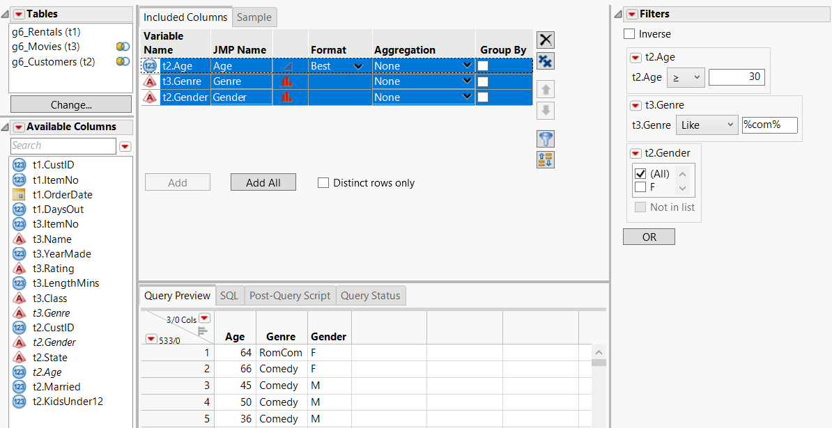 Selecting Filters