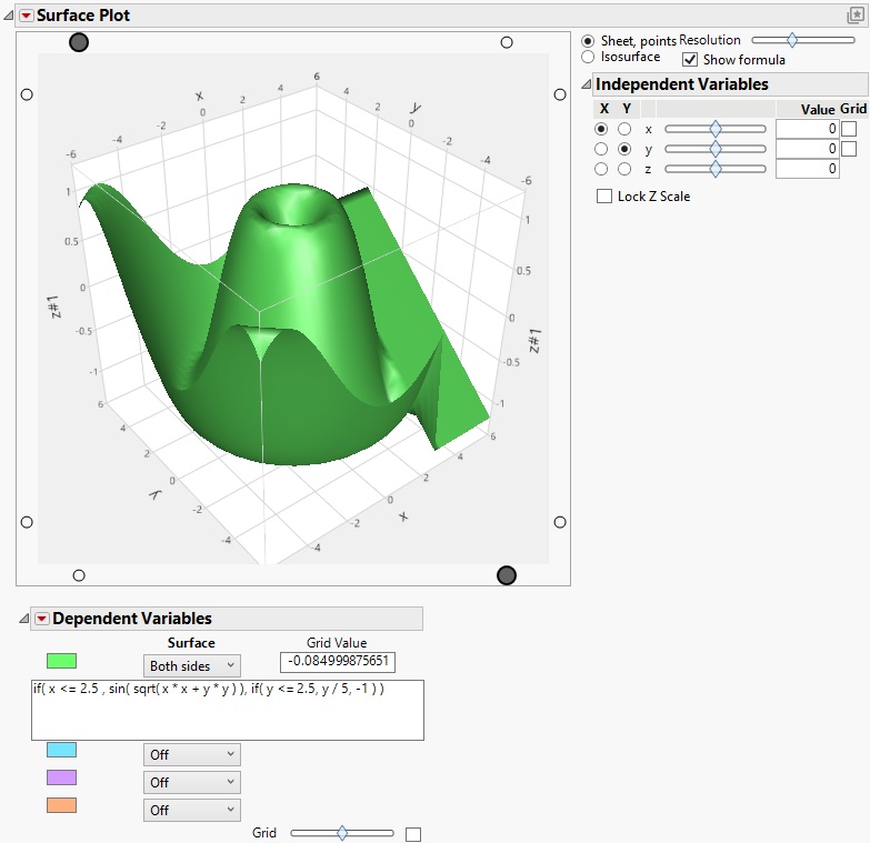 Default Surface Plot with Formula