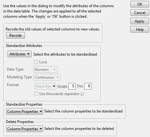 Standardizing Attributes across Columns