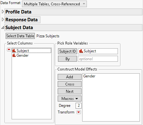 Subject Data Window