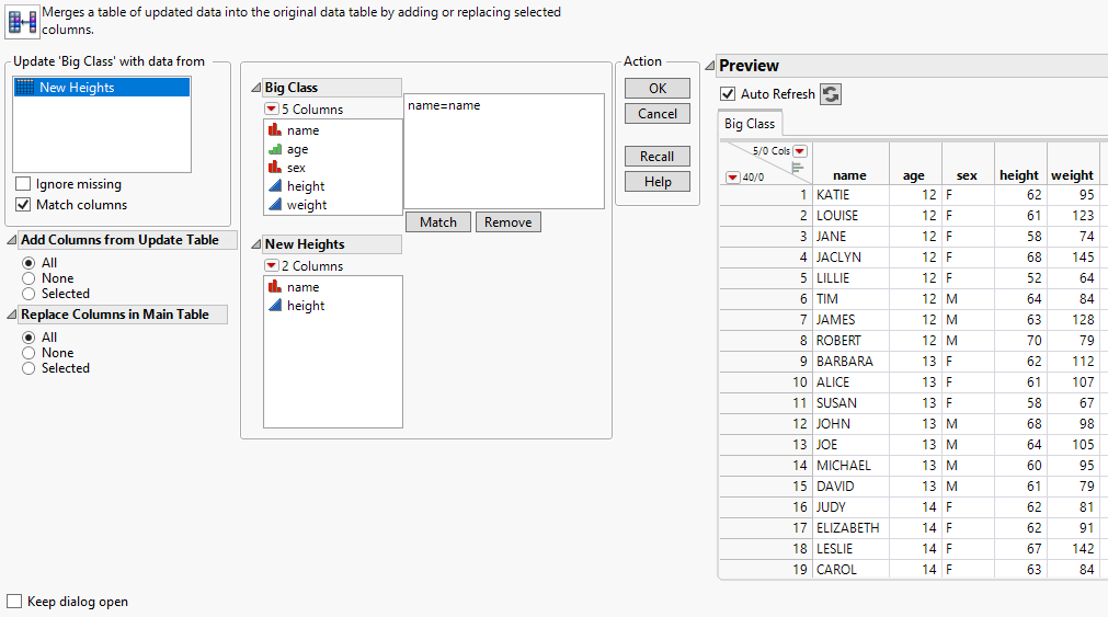 Updating a Table with Matching Columns