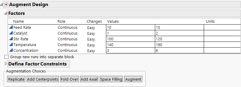 Factors for the Reactor Example